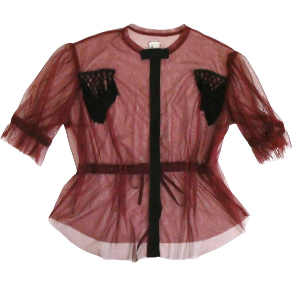 ANTONIO MARRAS sheer mesh top w tassel fringe fits M L